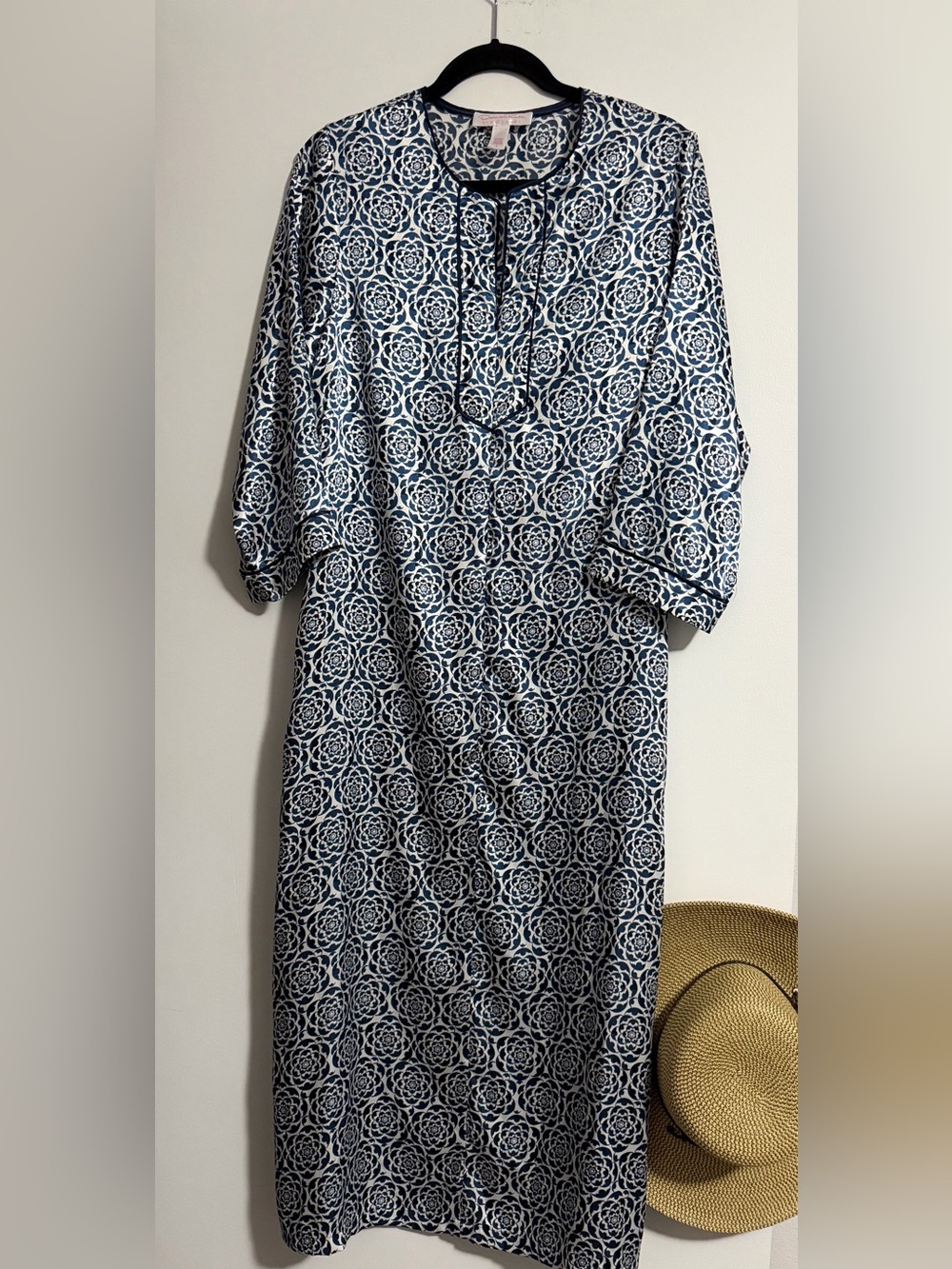Y2K Oscar De la Renta Wm Small Midnight Combo Print Floral Medallion Caftan